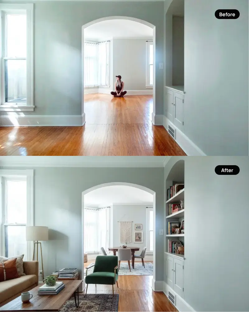 Upload your photos → Get AI-staged photos